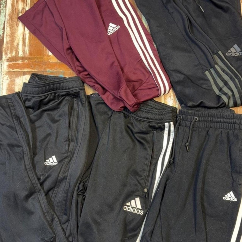 Adidas Mens Soccer Pants Bundle 5 Pairs Black Burgundy Small XS Tracksuit
